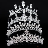 Silver Crystal Rhinestones Princess Crown With Comb Headband