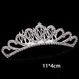 Silver Crystal Rhinestones Princess Crown With Comb Headband