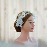 Silver Leaf Bridal Hair Comb Tiara with Pearls