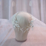 Silver Leaf Bridal Hair Comb Tiara with Pearls