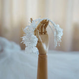 Silver Leaf Bridal Hair Comb Tiara with Pearls