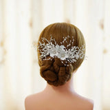 Silver Leaf Bridal Hair Comb Tiara with Pearls