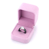Crystal Ceramic Wedding Ring Set with Box