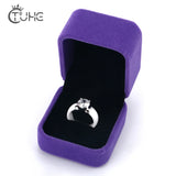 Crystal Ceramic Wedding Ring Set with Box