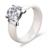 Crystal Ceramic Wedding Ring Set with Box