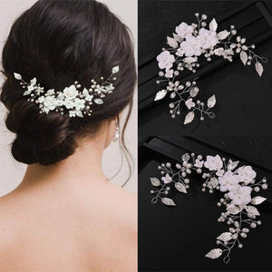 Crystal Flower Leaf Pearl Headband Hairband Tiaras For Women Bride