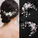 Crystal Flower Leaf Pearl Headband Hairband Tiaras For Women Bride
