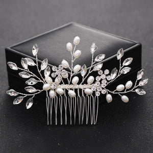 Crystal Flower Pearl Hair Comb Pin Band Rhinestone Hairpin Headband Tiara