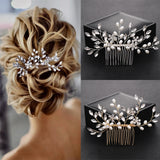 Crystal Flower Pearl Hair Comb Pin Band Rhinestone Hairpin Headband Tiara