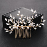 Crystal Flower Pearl Hair Comb Pin Band Rhinestone Hairpin Headband Tiara