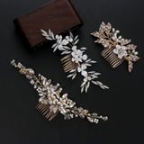Elegant Bridal Crystal Pearls Hair Combs for Wedding