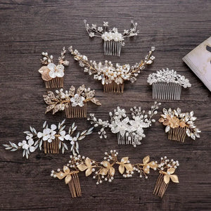 Elegant Bridal Crystal Pearls Hair Combs for Wedding