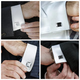 Mens Square Cufflinks Wedding Guests Copper Tie Clip