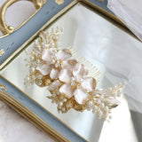 Bridal Hair Comb Flower Pearls Hair Accessory