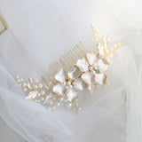 Bridal Hair Comb Flower Pearls Hair Accessory