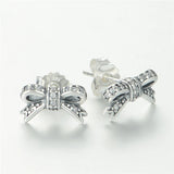 Sparkling Bow Stud Earrings Wedding Jewelry