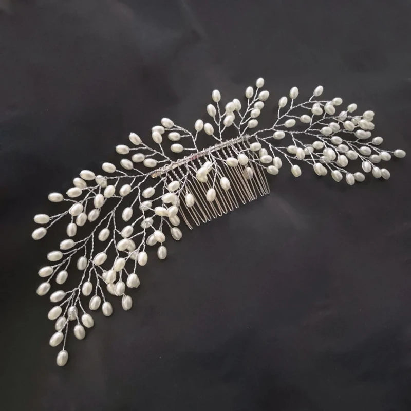 Bride Hair Comb Rhinestone Pearl Bridal Hair Clip