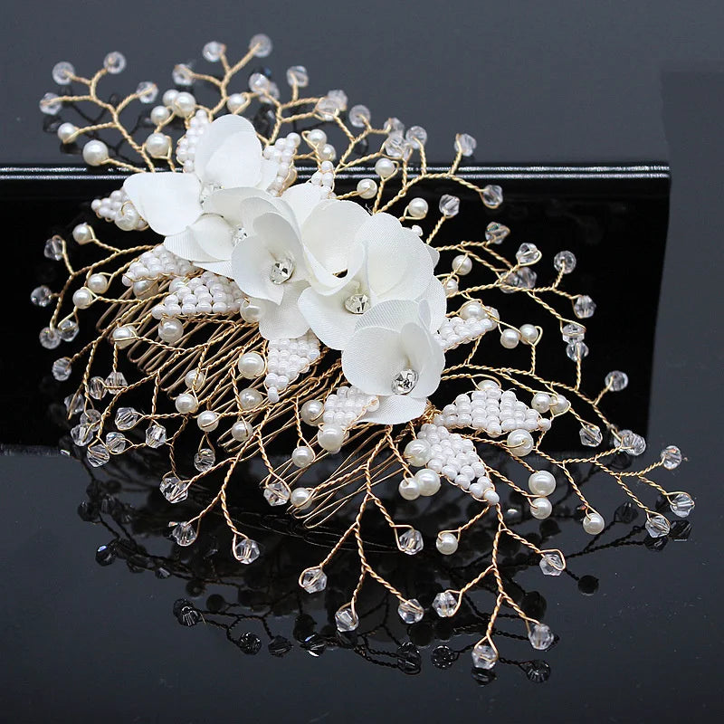 Crystal Bride Hair Comb Rhinestone Pearl Bridal Hair Clip