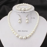 Women's Simulated Pearls Jewelry Set - Necklace, Earrings, Bracelets