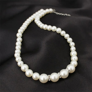 Women's Simulated Pearls Jewelry Set - Necklace, Earrings, Bracelets