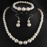 Women's Simulated Pearls Jewelry Set - Necklace, Earrings, Bracelets