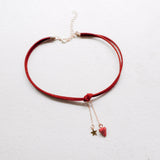 Strawberry Pendant Collar Choker Red Necklace Chain for Wedding Festive
