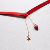 Strawberry Pendant Collar Choker Red Necklace Chain for Wedding Festive
