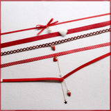 Strawberry Pendant Collar Choker Red Necklace Chain for Wedding Festive
