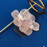 Wedding Floral Hair Comb Tiaras Golden Alloy Hair Clip Girls Party Headwear