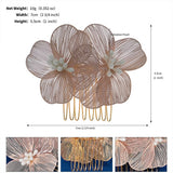 Wedding Floral Hair Comb Tiaras Golden Alloy Hair Clip Girls Party Headwear