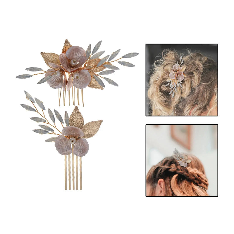 Wedding Flower Hair Combs Set Bridesmaids Headpiece Hair Accessories