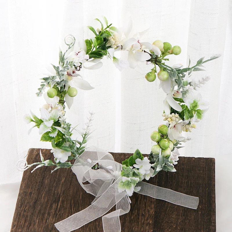 Bridal Flower Wreath Tiaras Headband Floral Garlands Hairband