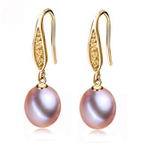 Real Plated Natural Pearl Earring 925 Silver Fine Jewelry Gift