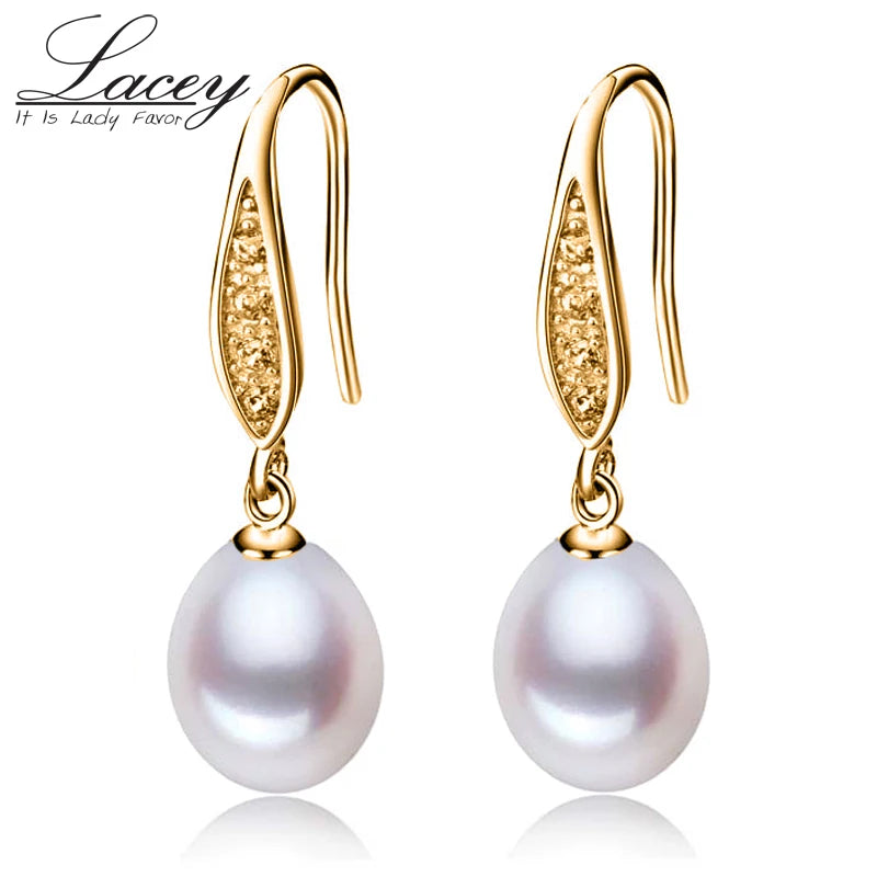 Real Plated Natural Pearl Earring 925 Silver Fine Jewelry Gift