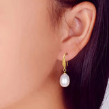 Real Plated Natural Pearl Earring 925 Silver Fine Jewelry Gift