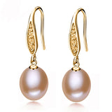 Real Plated Natural Pearl Earring 925 Silver Fine Jewelry Gift
