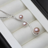 Freshwater Pearl Pendant, 925 Sterling Silver Chain Necklace, Bride Gift