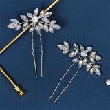 Crystal Leaf Hair Pins Rhinestone Bridal Headpiece