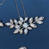 Crystal Leaf Hair Pins Rhinestone Bridal Headpiece