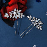 Crystal Leaf Hair Pins Rhinestone Bridal Headpiece