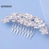 Bridal Hair Comb Silver Rhinestone Floral Hair Comb Jewelry