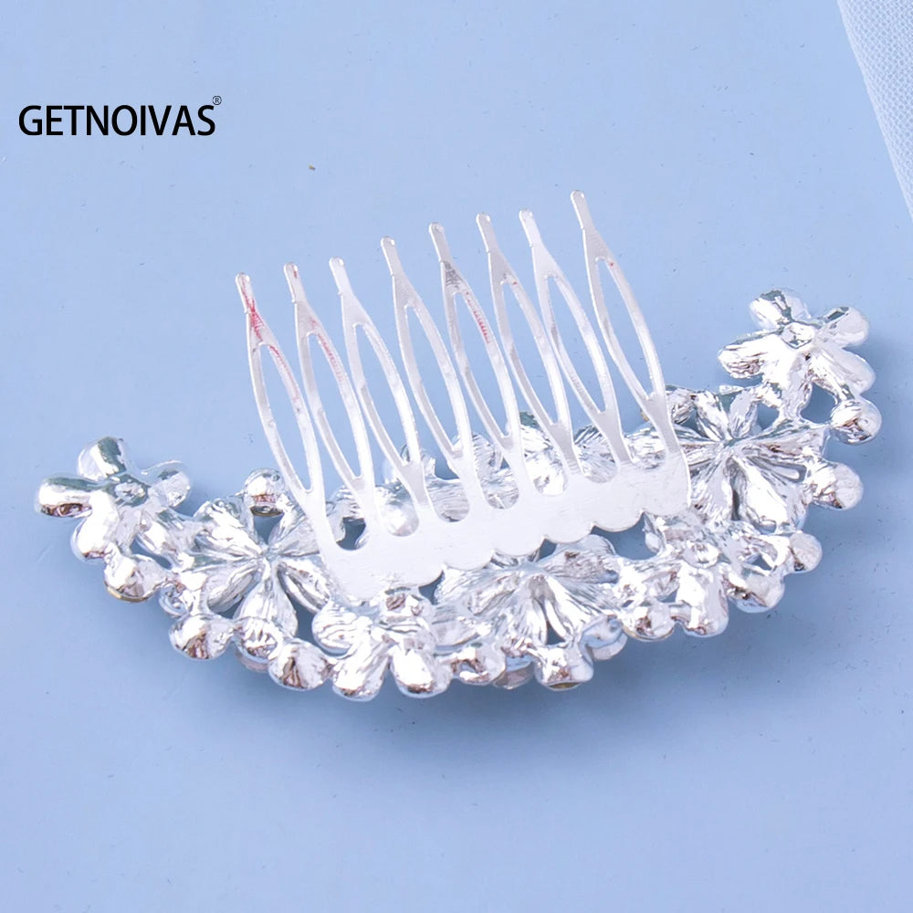 Bridal Hair Comb Silver Rhinestone Floral Hair Comb Jewelry