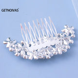 Bridal Hair Comb Silver Rhinestone Floral Hair Comb Jewelry