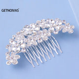 Bridal Hair Comb Silver Rhinestone Floral Hair Comb Jewelry