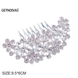 Bridal Hair Comb Silver Rhinestone Floral Hair Comb Jewelry