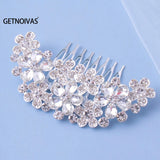 Bridal Hair Comb Silver Rhinestone Floral Hair Comb Jewelry