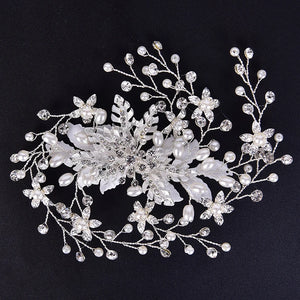 Crystal Pearl Flower Hair Pin Rhinestone Tiara Bridal Crown Hair Pins