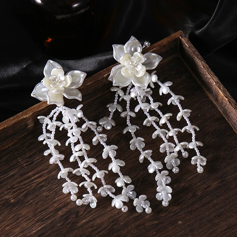 Bridal Flower Ear Clip Hair Combs Earring