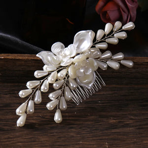Bridal Flower Ear Clip Hair Combs Earring