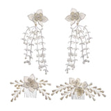Bridal Flower Ear Clip Hair Combs Earring